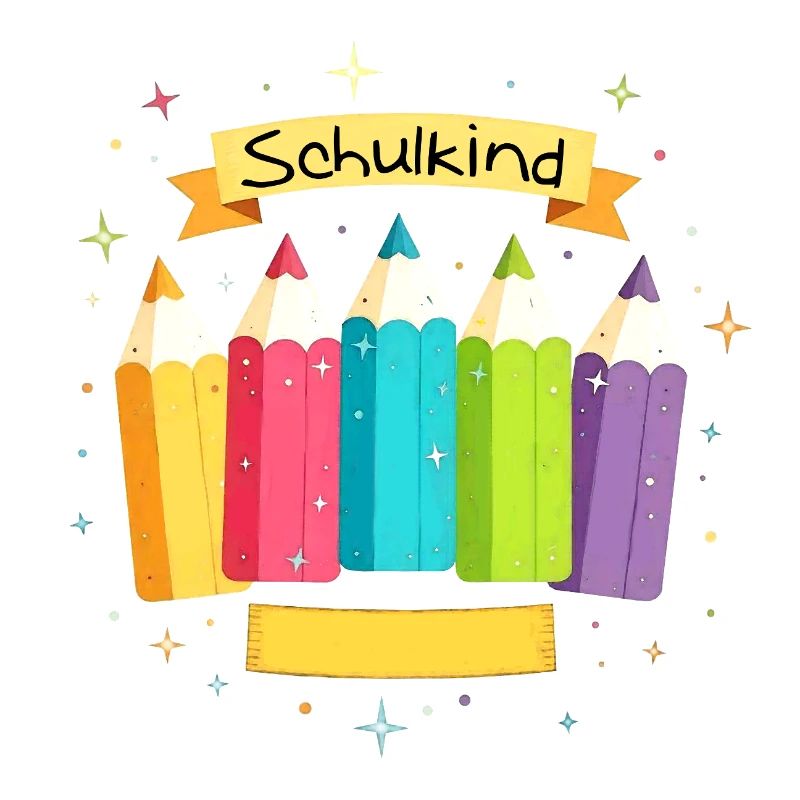 Schulkind 2026 - bunte Buntstifte mit Sternchen