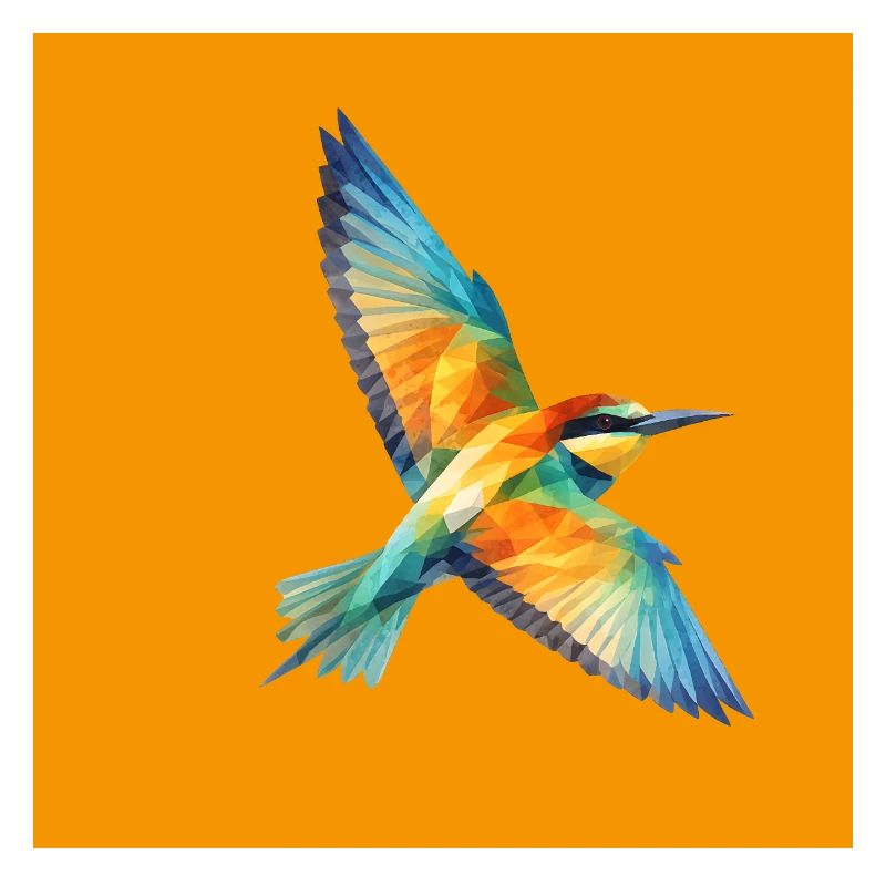 Feverish Bee-Eater Polygon Art on Orange