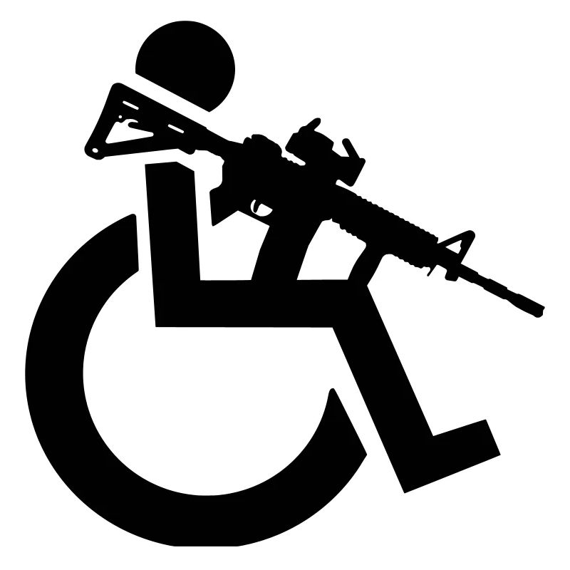 Bewaffneter Rollstuhlfahrer mit Gewehr, Waffe #
