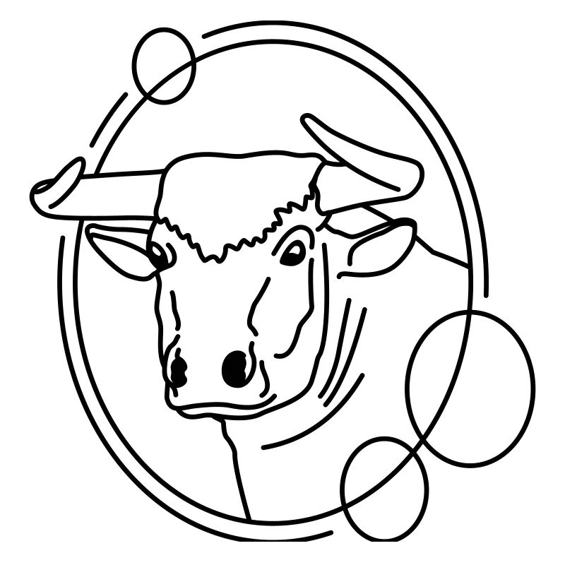 Bull in Geometric Shape - Line Art Design