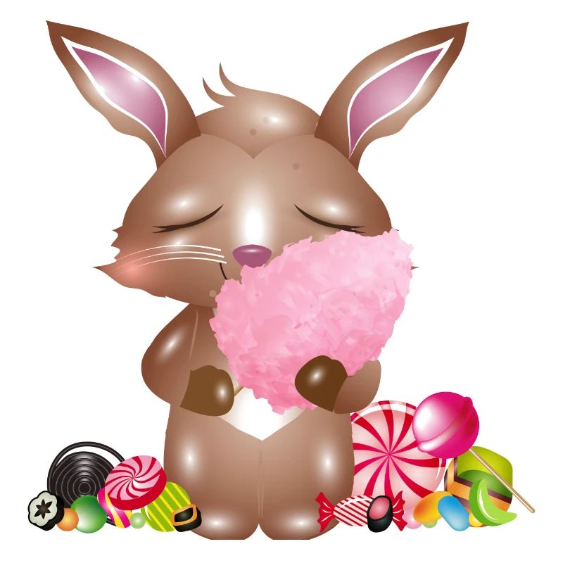 cute bunny with cotton candy & candy
