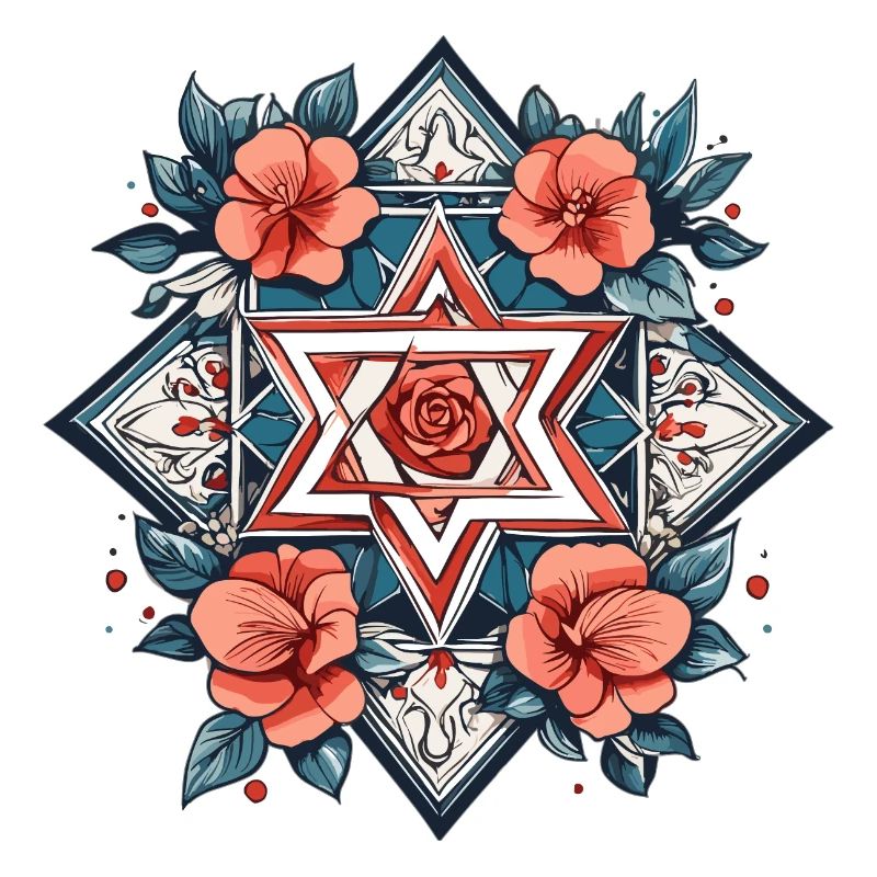 Étoile juive avec des fleurs