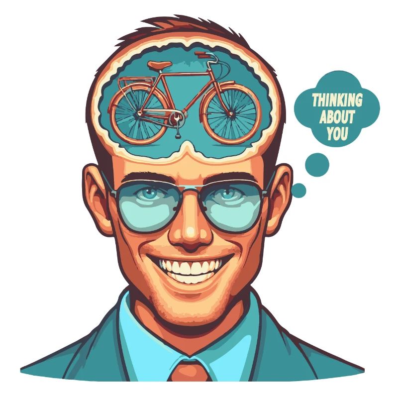 Mindful Bicycle Thinker Illustration