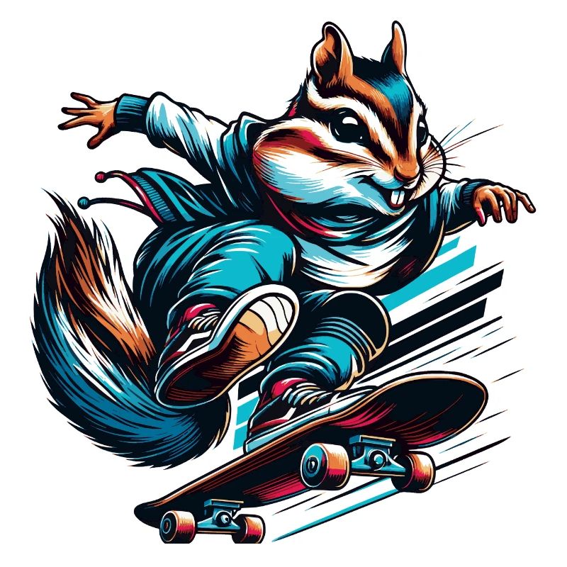 Cool chipmunk on a skateboard