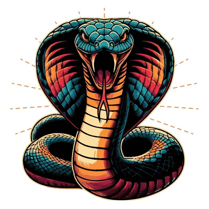 dynamic and colorful Cobra snake motif