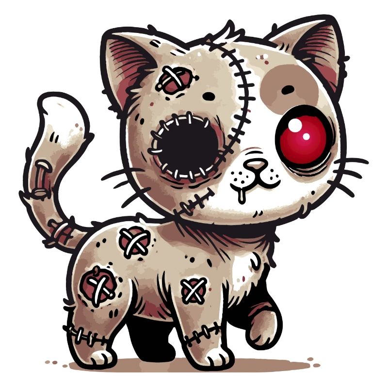chat kawaii zombie effrayant pour s’amuser à Halloween