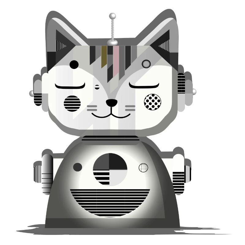 Geometric Robot Cat – Creative Illustration