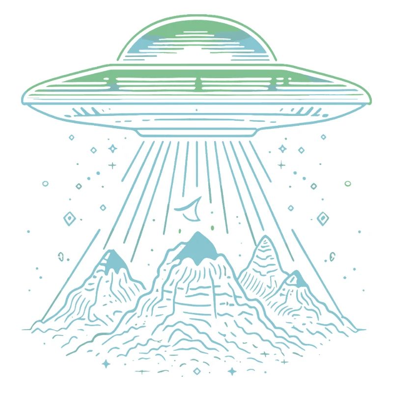 UFO Mountain Abduction - Mysterious Sci-Fi Design