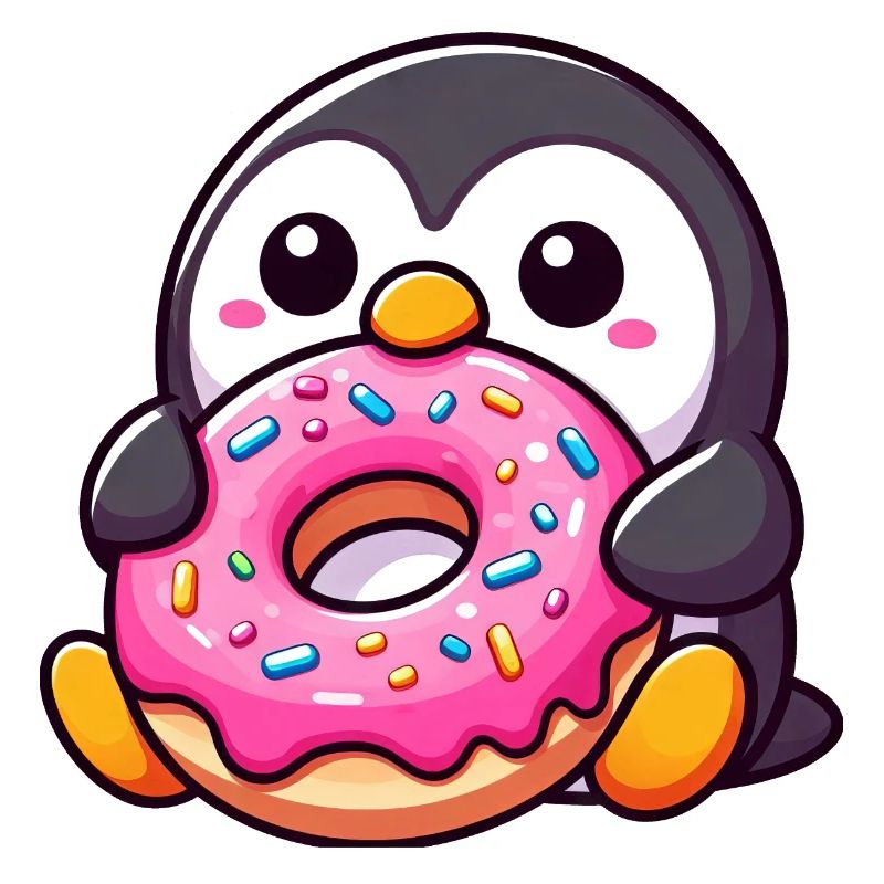Pingouin mignon avec beignet Dessert Snacking