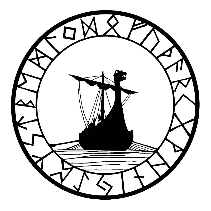 Schwarzes Wikinger-Langschiff und Kompass