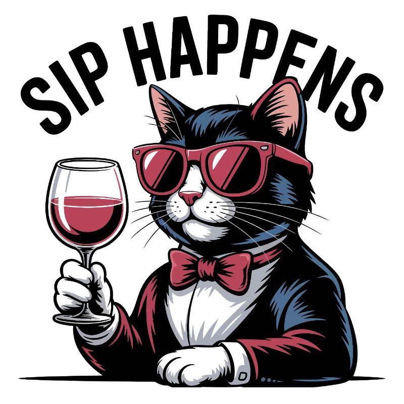 Sip Happens Cat Wine Lover