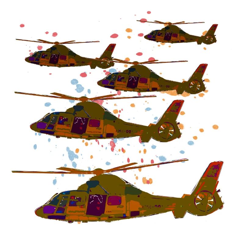 Helicopter in flight