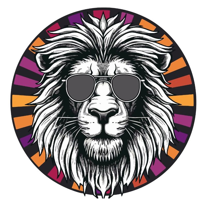 Lion avec lunettes de soleil