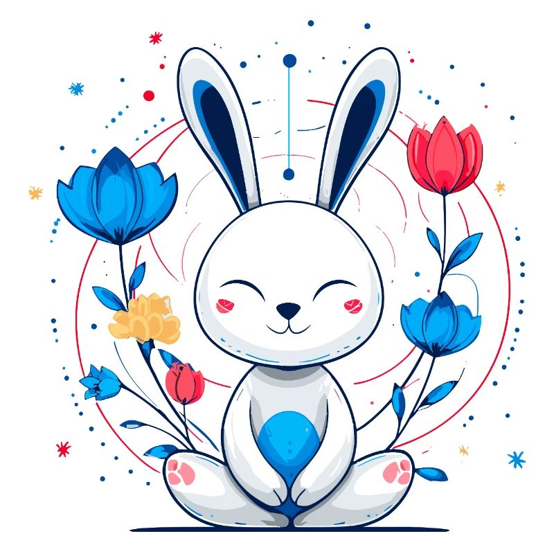 Kawaii Bunny dans le cercle de fleurs