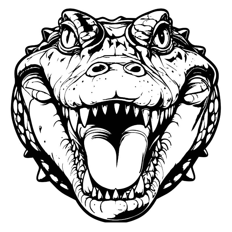Crocodile Head Solid Color Crocodile Head Black Motif