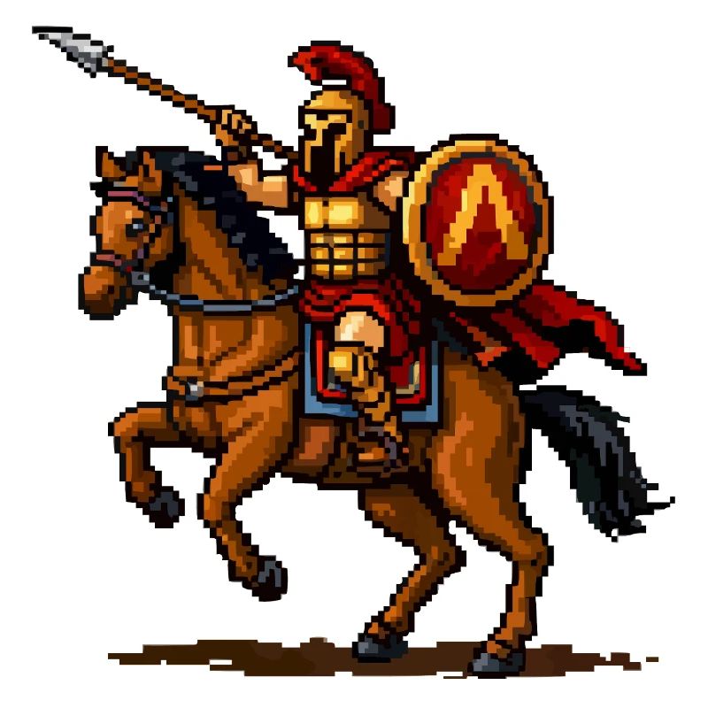 Pixelritter auf Pferd