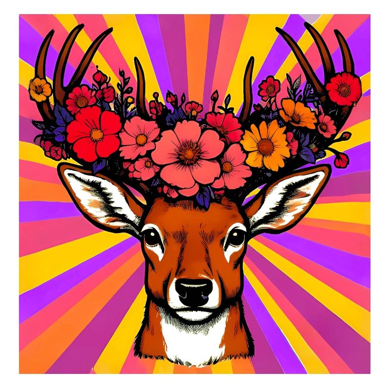 Deer with Flowers