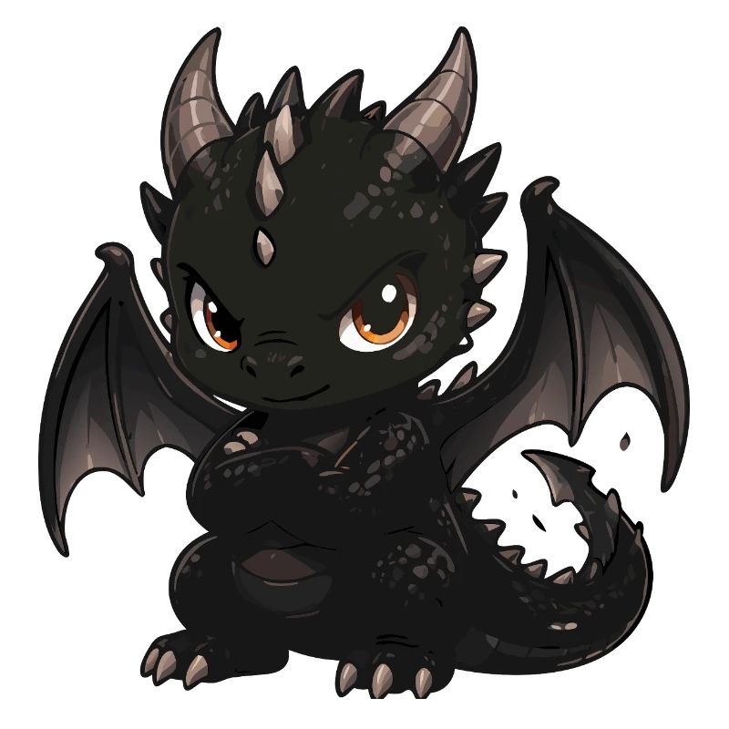 Black Dragon Chibi with Wings