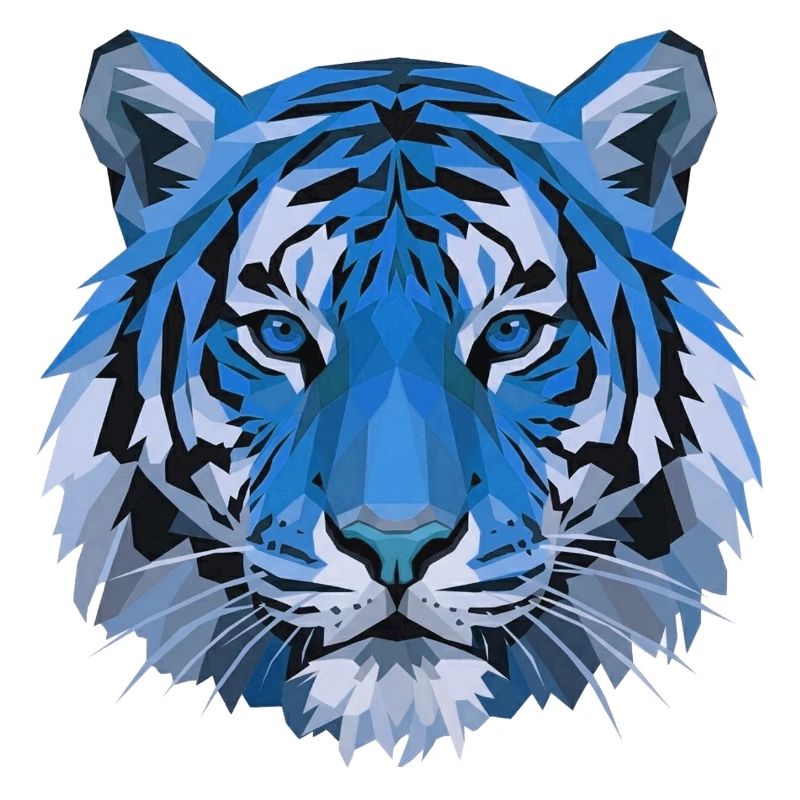 Blue Polygon Tiger Head