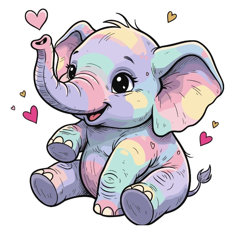 Pastel Elephant Cuddly Heart