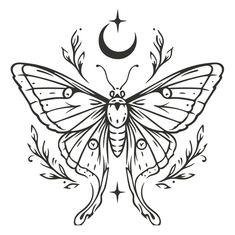 Moth with Moon – Mystical Night Motif