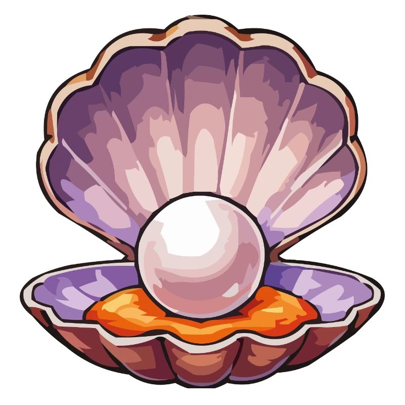 Iridescent pearl in shell