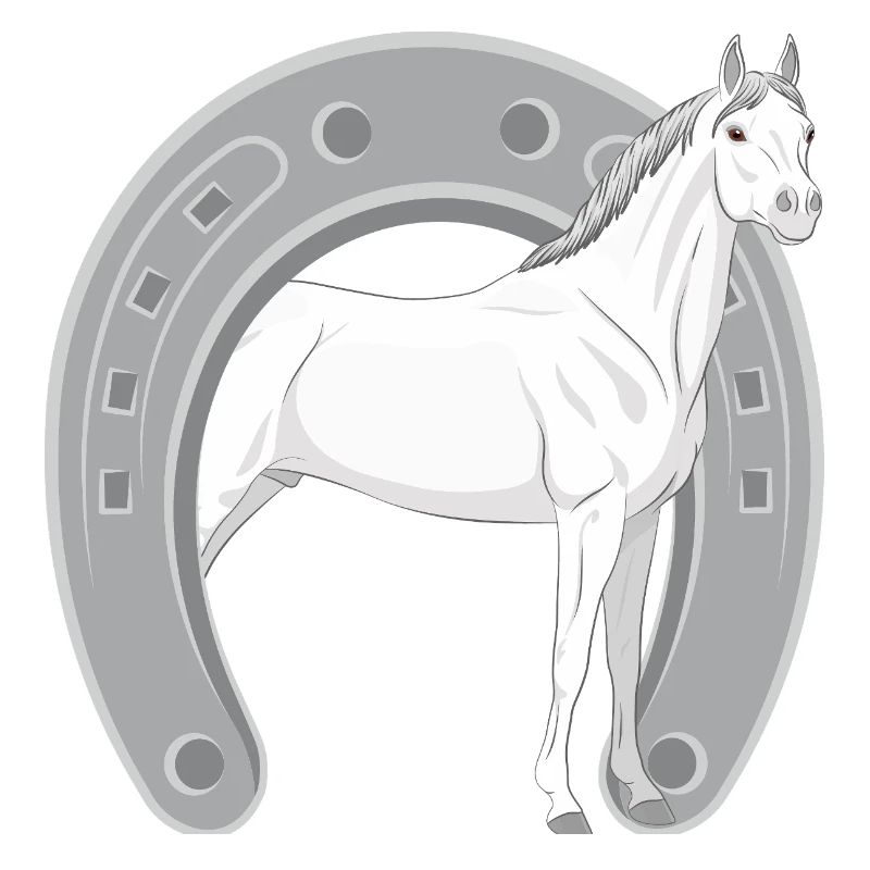 Un cheval Abbayan dans un fer à cheval retourné