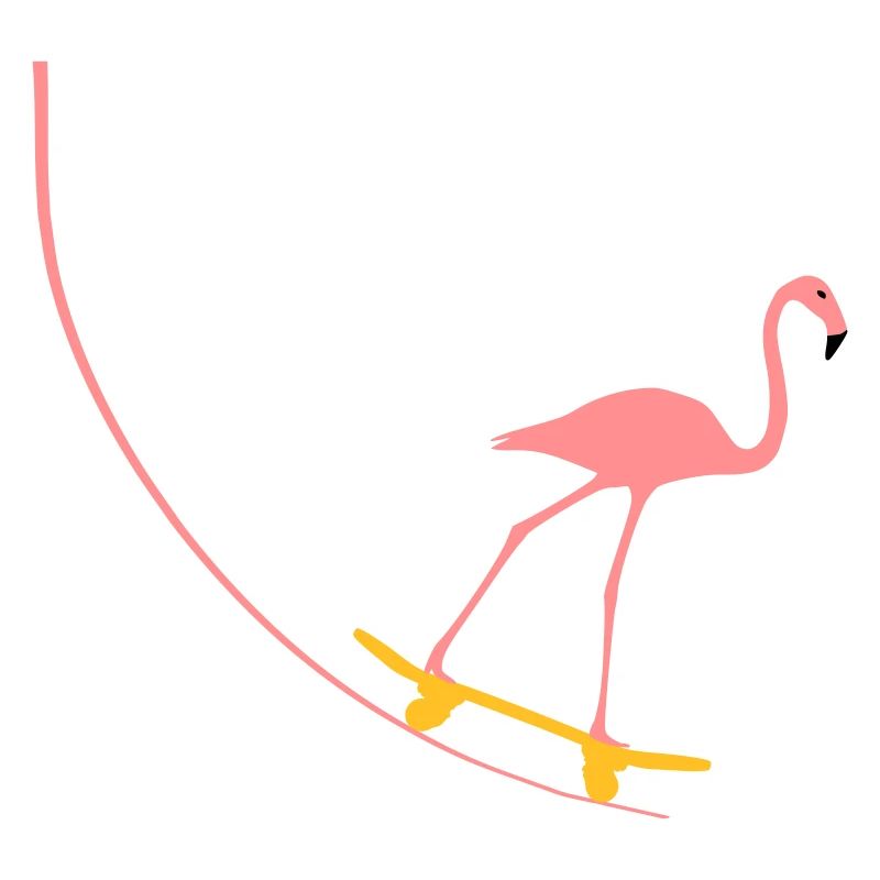Flamingo on skateboard