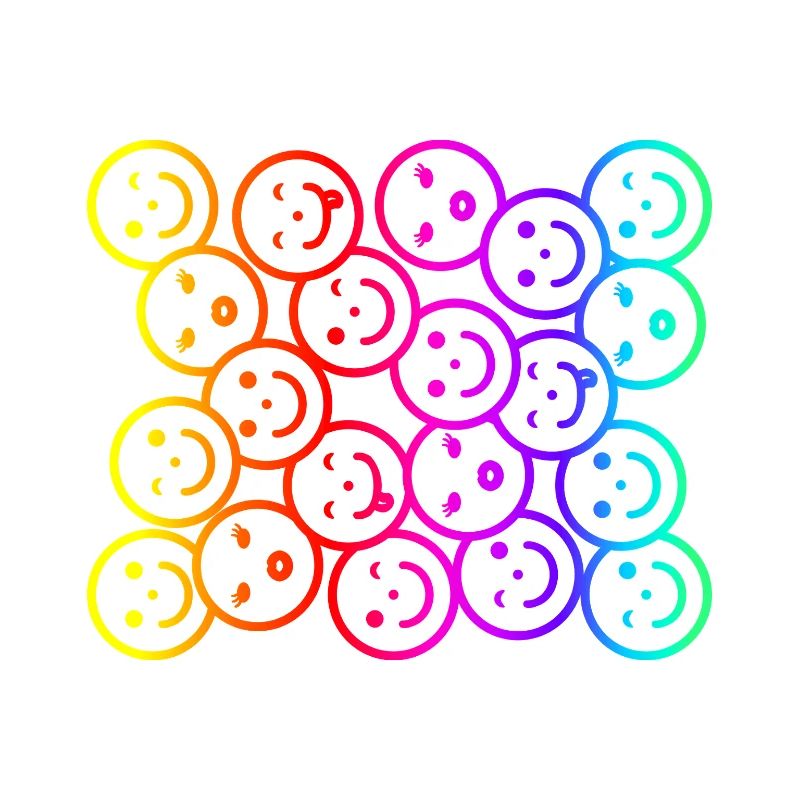 Colorful funny faces with rainbow gradient