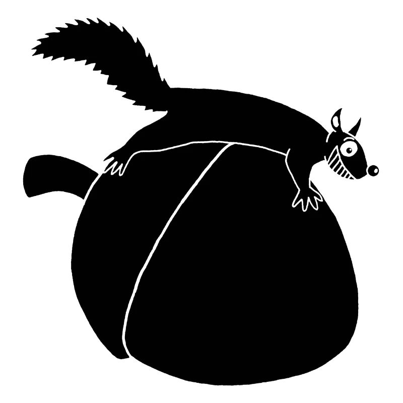 Das Eichhörnchen gegen die Eichel (schwarz)