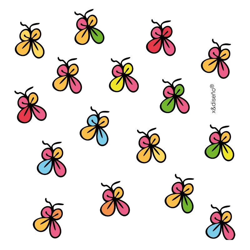 Neonschmetterlinge in schwarzer Silhouette