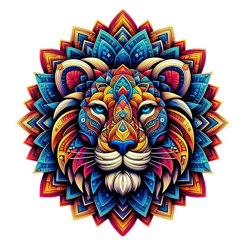 Lion decorated with Mandalas