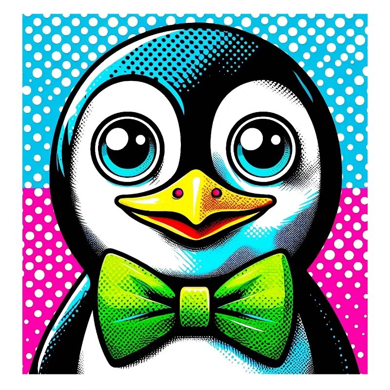 Pinguin mit Fliege Pop Art