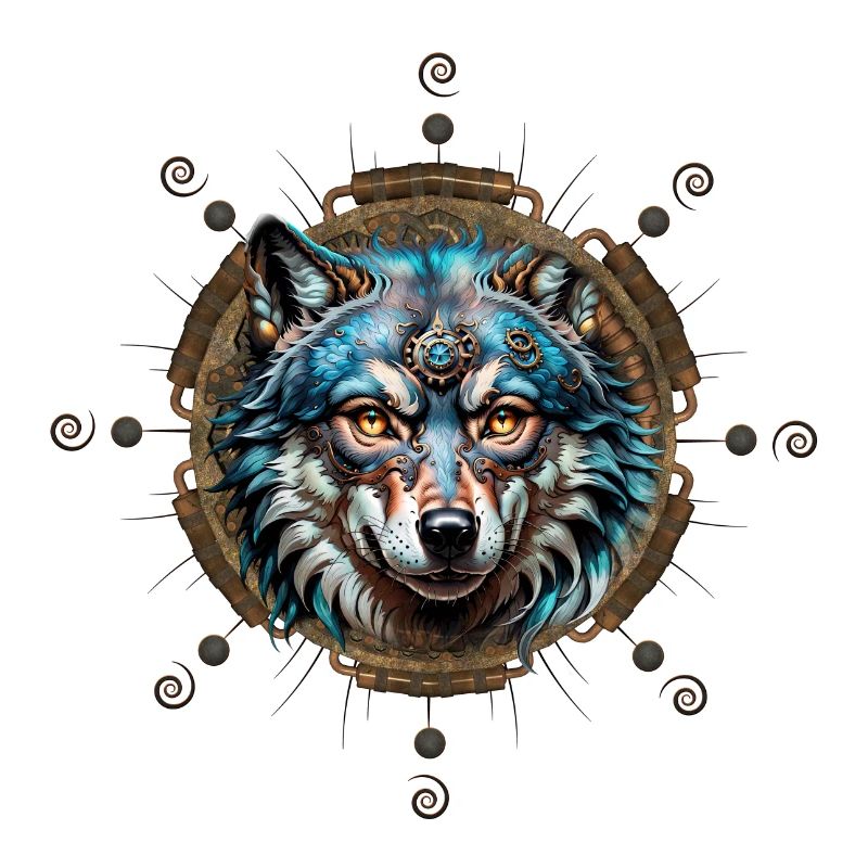 Fantastic steampunk wolf.