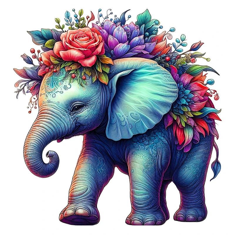Éléphant avec des fleurs