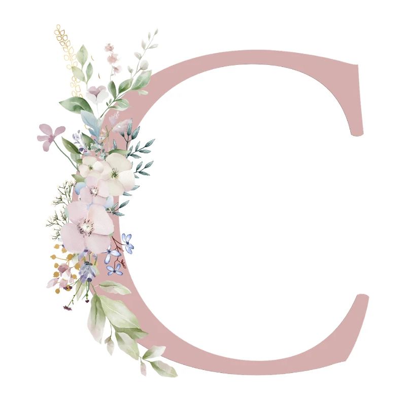 C Monogram, Floral, Customizable