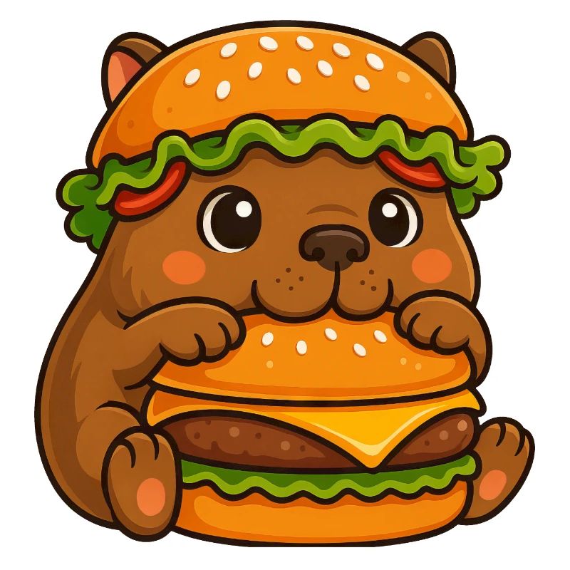 Capybara sucré Capybara avec cheeseburger rapide