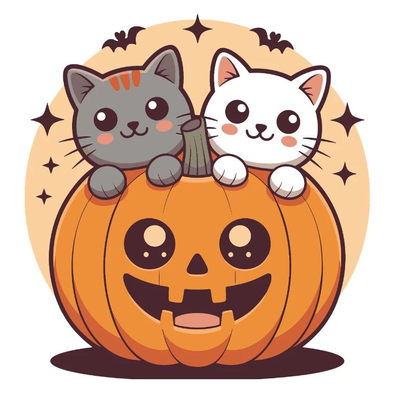 Chats mignons en forme de citrouille
