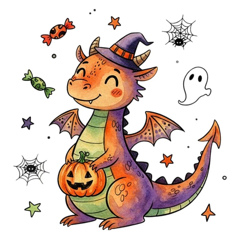 Friendly Halloween Dragon with Pumpkin