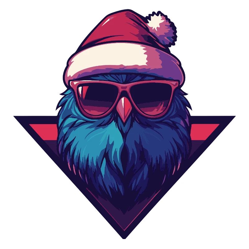 Eagle with sunglasses and Santa hat