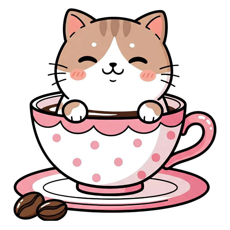 Gemütliche Katze in rosa Teetasse