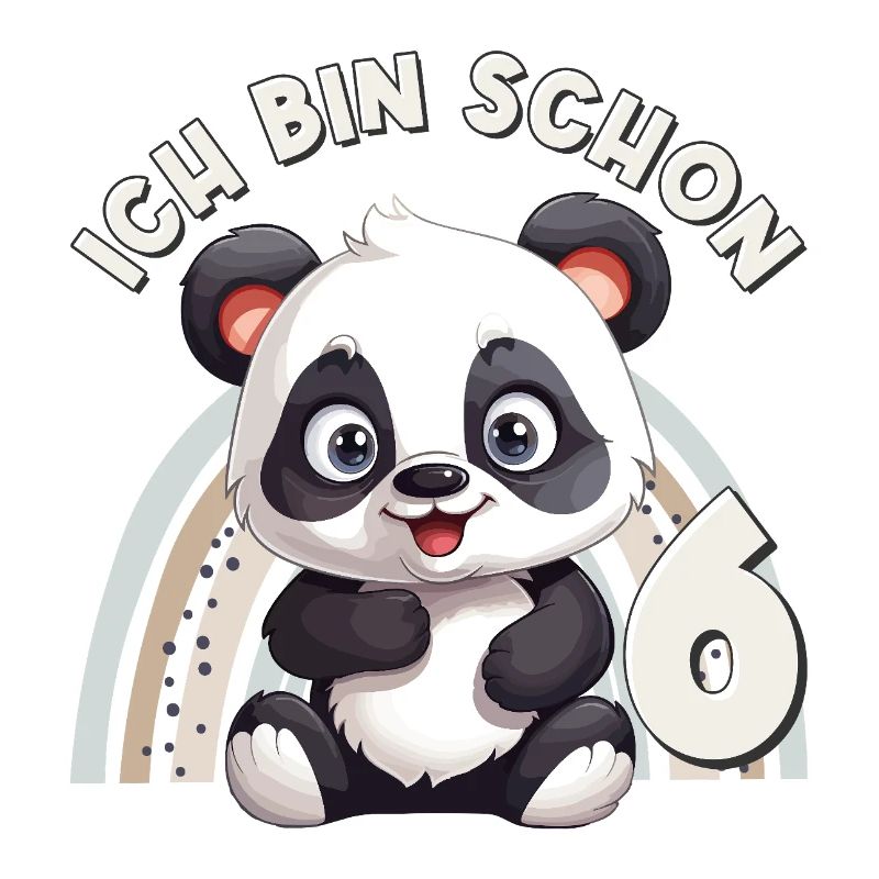 6th Birthday Panda Bear Rainbow Cute Cute