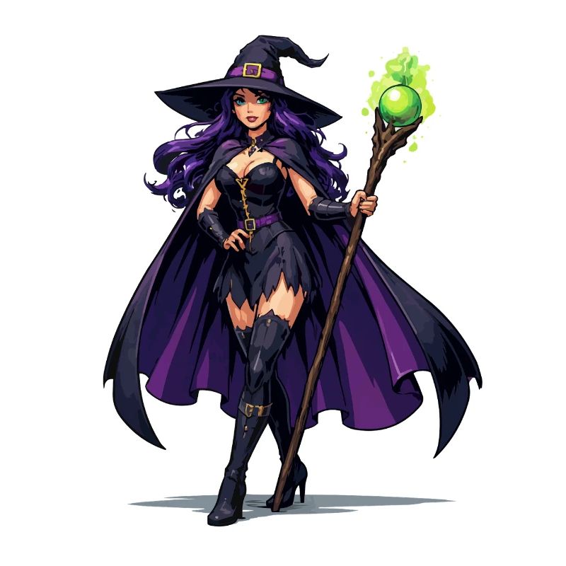 Violette Hexenkunst mit Stab