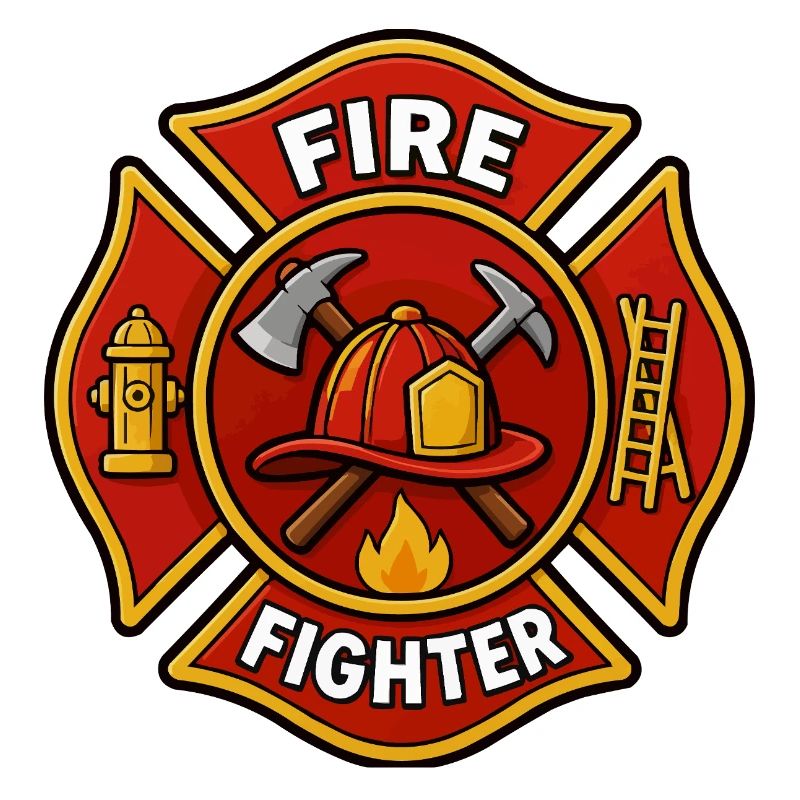 Firefighter Helmet Emblem with Axe