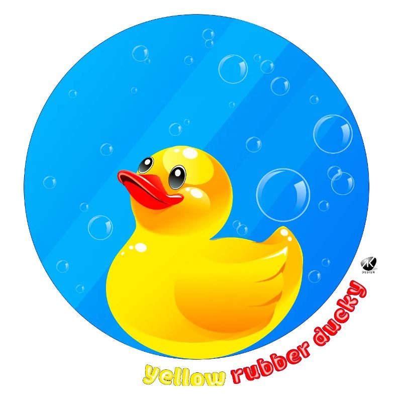 Yellow rubber duck illustration in a circle