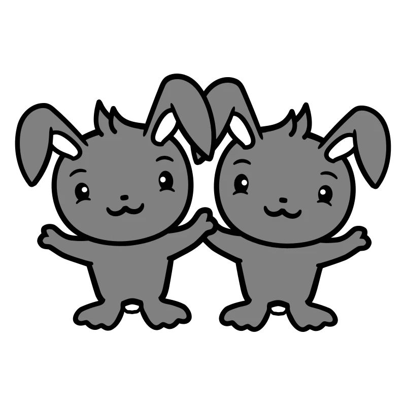 2 Lapins Amis Équipe Équipage Couple Deux Chanceux
