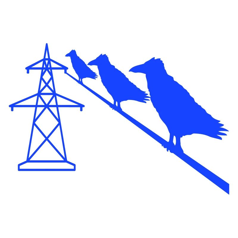 3 Ravens Sitting Câble d’alimentation Corde Câble d’alimentation Itinéraire du câble d’alimentation