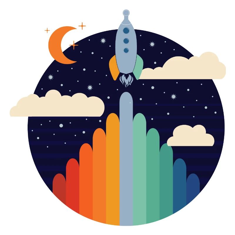 Fusée (Rayures Colorées, Cercle)