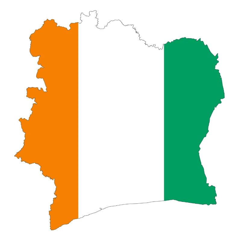 Stylized tricolor ivory coast map