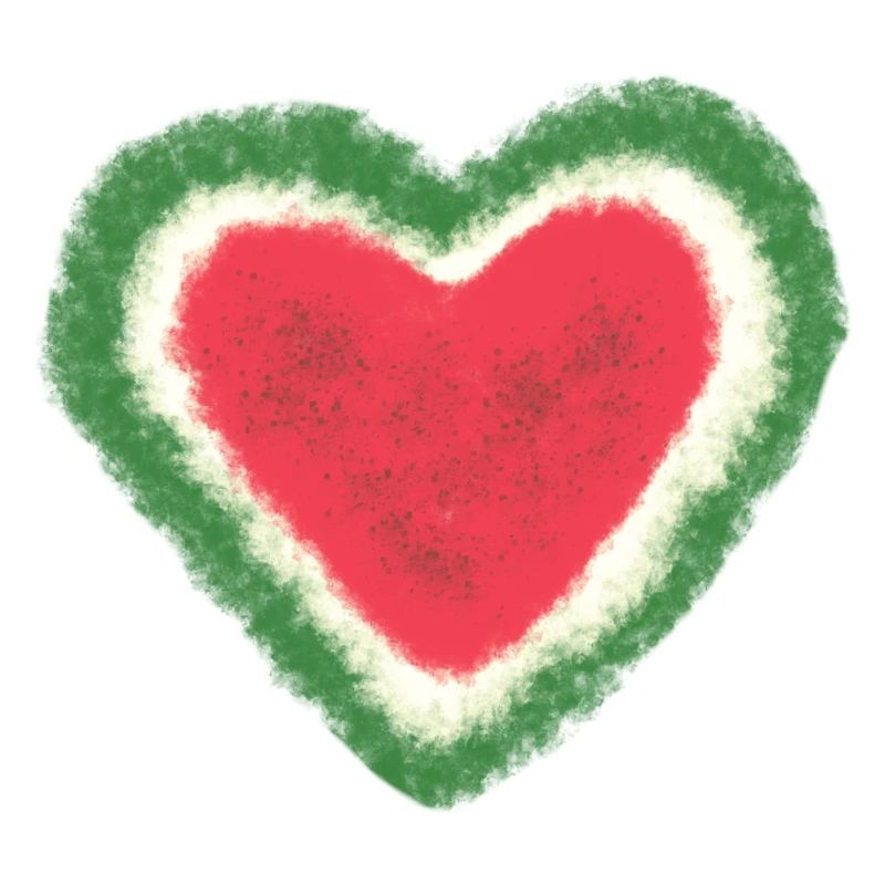 Melon, Pastèque, Aquarelle, Cœur